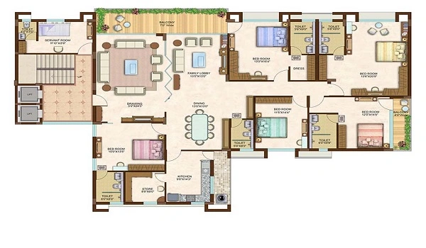 Prestige Kenilworth 5 BHK Floor Plan